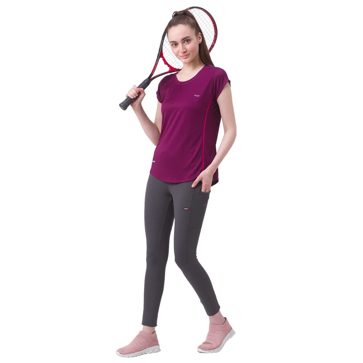 berge' Ladies Polyester Dry Fit Western Shirts & Tshirts for Women, Quick Drying & Breathable Fabric, Gym Wear Tees & Workout Tops (Black Colour) - Image 5