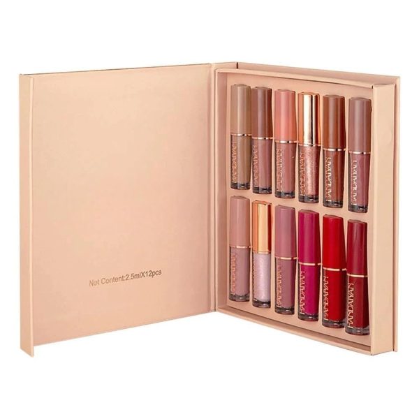 Haaandaiyan 12Pcs. Velvet Matte Liquid Lipstick Set, Waterproof Long Lasting Quick drying Non-Stick Cup Nude Lip Stain Kit, Up to 24H Wear, Professional Lip Makeup Gift Kit for Women (2.5ml x 12)