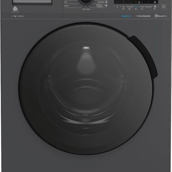 Voltas Beko 7.0kg 5 Star, Inverter, Front Load Washing Machine (WFL7012VTMP, Anthracite), Steam Wash,Stain Expert