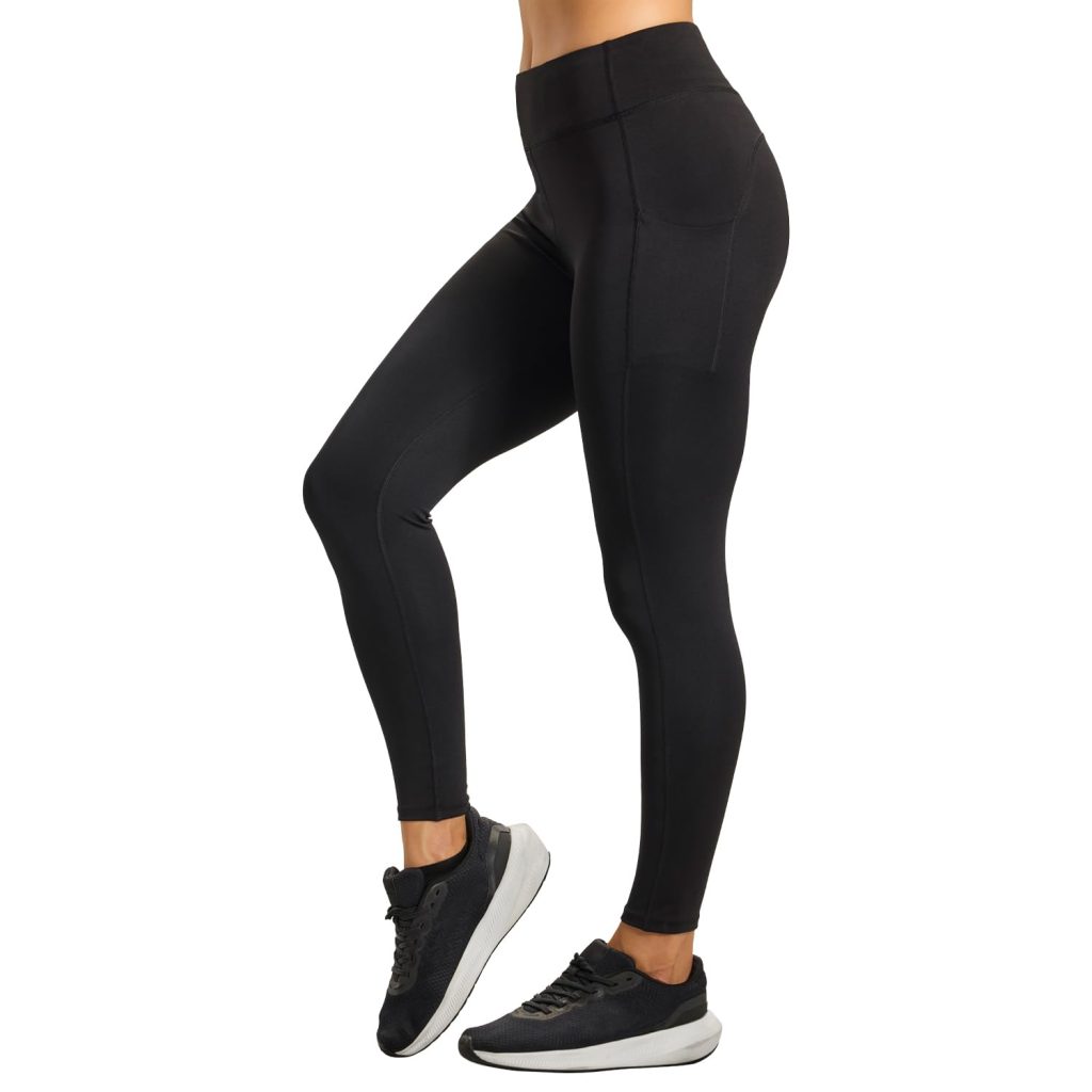 Boldfit Mid-Rise Ankle-Length Gym Leggings for Women – Breathable, Stretchy Polyster Yoga Pants, Sweat-Wicking, Non-See-Through Activewear, Workout Tights Jeggings with Pockets-Black