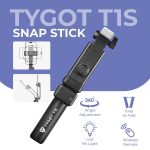 Tygot T1S SnapStick with Tripod Stand, 3 in 1 Multifunctional Design, Rechargable LED Light with Two Brighness Levels for Make up, Selfie, Vlogging & Photo Shoot, Selfie Stick with Bluetooth Remote - Image 4