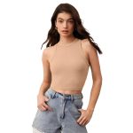 GLARE & BLAIR Solid Round Neck Sleeveless Casual Ribbed Crop Tank Top for Women - Image 3