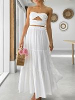 PINKHUB Women's Summer Ruffle Hem Maxi Skirt | High Waist Long Pleated Skirt | Plain A-Line Flowy Skirt for All Occasions | Soft Cotton Blend Fabric | Elegant Boho Style - Image 5