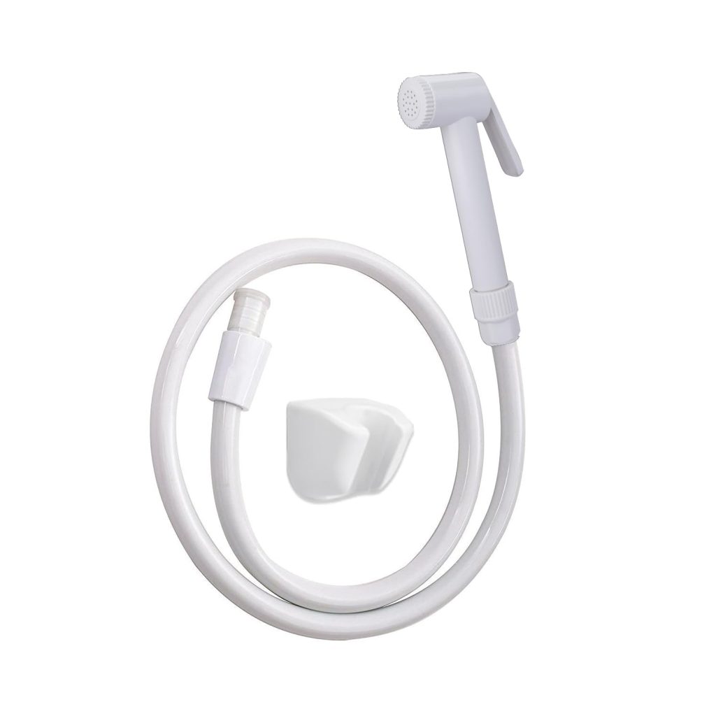BonKaso HF Classic ABS Health Faucet with high Pressure 1 metre PVC Tube and Hook(White) - Jet Spray for Toilet