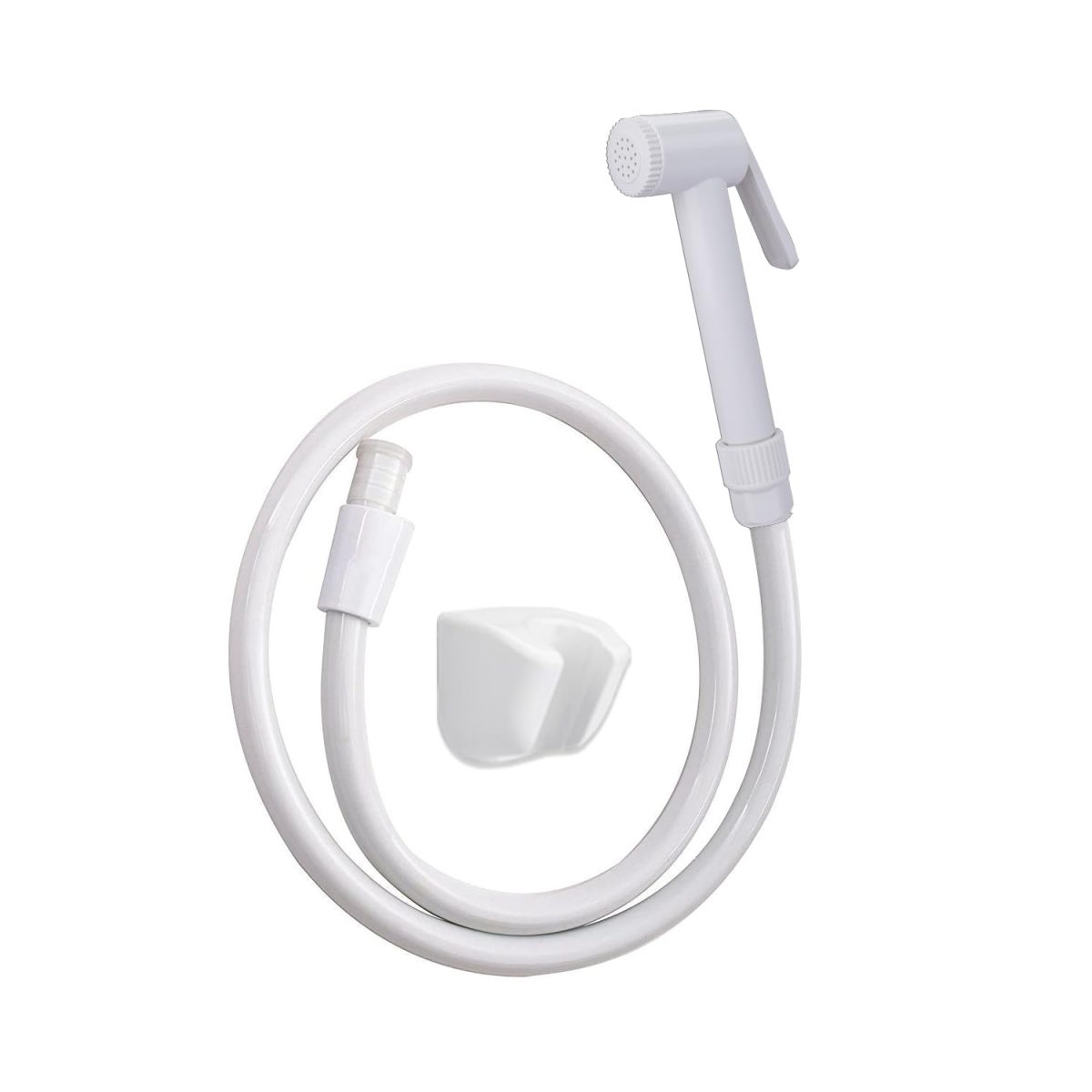 BonKaso HF Classic ABS Health Faucet with high Pressure 1 metre PVC Tube and Hook(White) - Jet Spray for Toilet