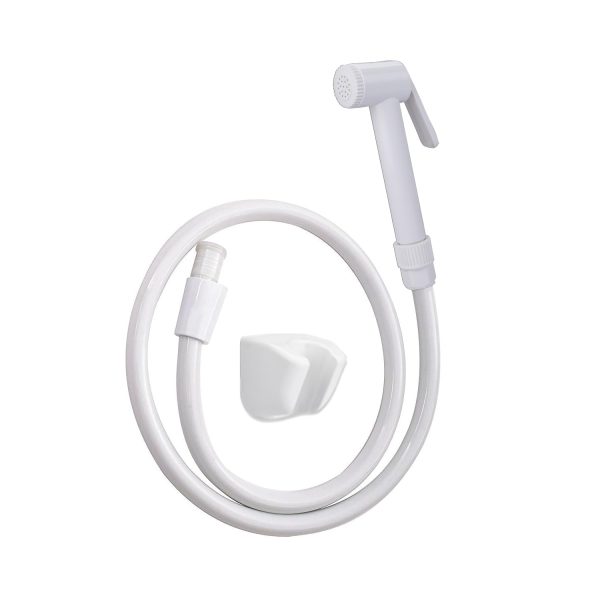 BonKaso HF Classic ABS Health Faucet with high Pressure 1 metre PVC Tube and Hook(White) - Jet Spray for Toilet