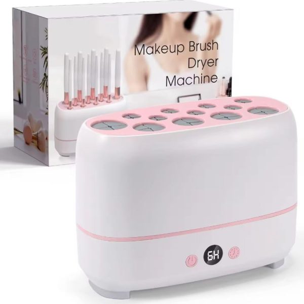 Azelf Upgraded Makeup Brushes Dryer, Electric Cosmetic Automatic Brush Drying Machine, No Harmful for Bristles with Thermo-Control, 12 Various Hole, Compatible with 98% Makeup Brush