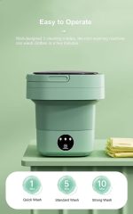 Small Portable Washing Machine, Mini Washer 9L High Capacity with 3 Modes Deep Cleaning for Underwear, Baby Clothes, or Small Items, Foldable Washing Machine for Apartments, Camping, Travel Green - Image 3