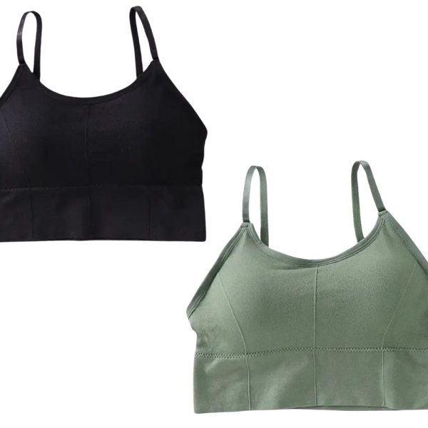 TOOD FASHION Women's Cotton Blend Adjustable Strap Sports Lightly Padded Bra Combo of 2