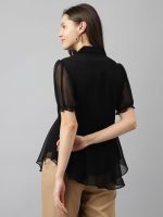KERI PERRY Women's Georgette Solid Flared Western Regular Fit Top|Winter Top|Western Top| Top for Women|Latest Women Top|Trendy Women Top|New Launched - Image 5