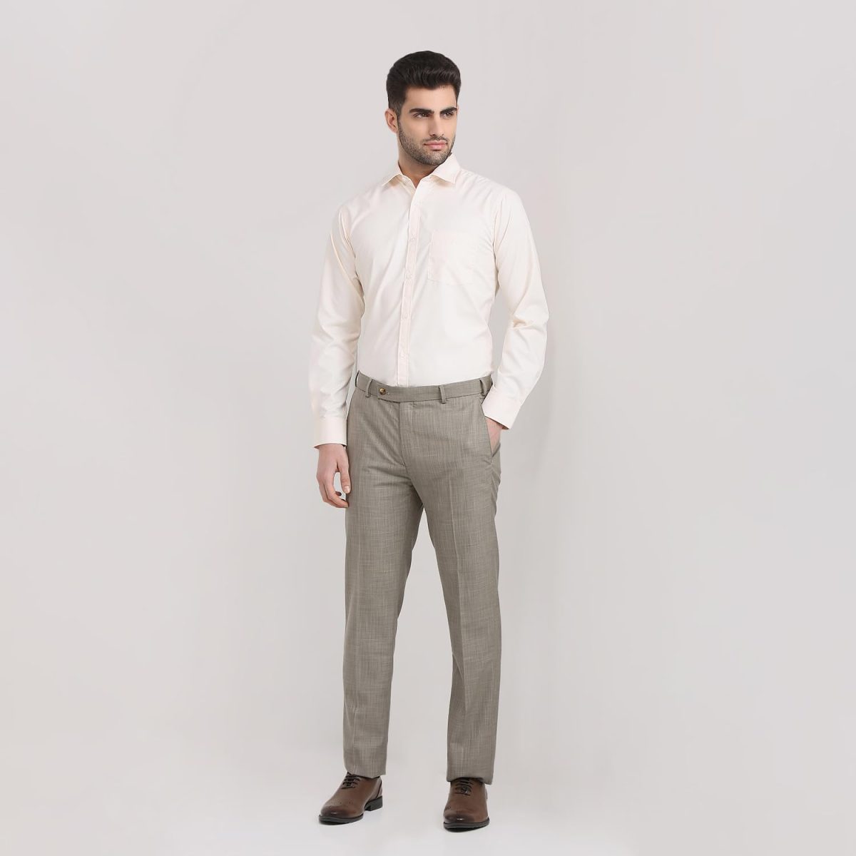 Park Avenue Men Slim Fit Structure Pattern Poly Cotton Blend Semi Cutaway Collar Full Sleeve Formal Shirt - Image 5