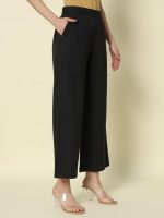 FIORRA Womens Loose Mid Rise Cotton Solid Palazzo - Image 3