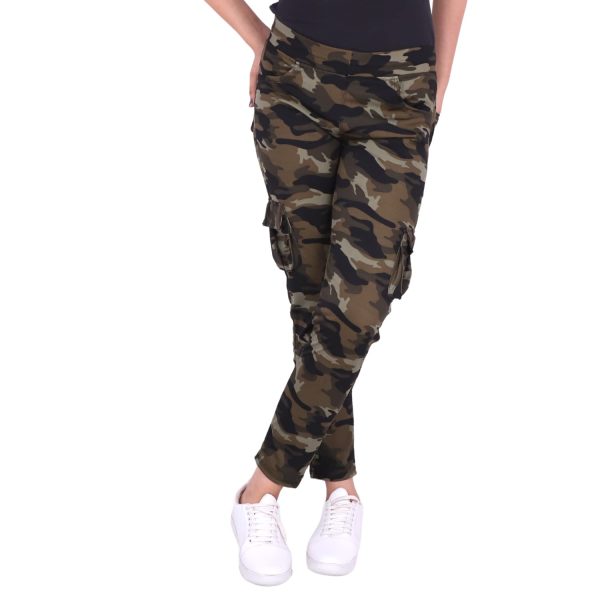 SPENCA Camouflage Dry-Fit Military Women Six Pocket Gym Trackpant,Joggers,Sports Pant | Green