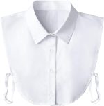 Kawn Women Detachable Collar White Cotton Half Shirt False Collar Detachable White Fake Collar Casual Style Shirt For Office Lady Girls Dickey Half Blouse