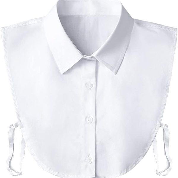 Kawn Women Detachable Collar White Cotton Half Shirt False Collar Detachable White Fake Collar Casual Style Shirt For Office Lady Girls Dickey Half Blouse