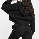 Prachikfashions Solid Long Hooded Neck Hoodie Zipper Crop Jacket for Women's | Black, S - Image 3