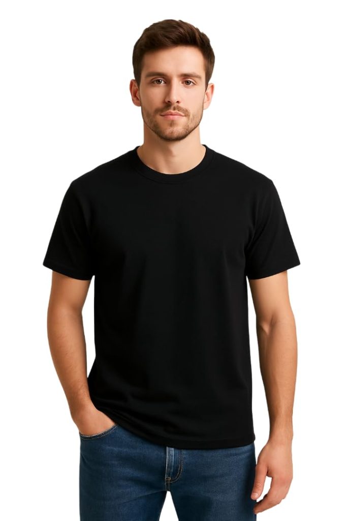 Natika Men's Cotton Regular Fit T-Shirt – Soft Breathable Half Sleeve Round Neck Tee for Casual, Gym & Travel