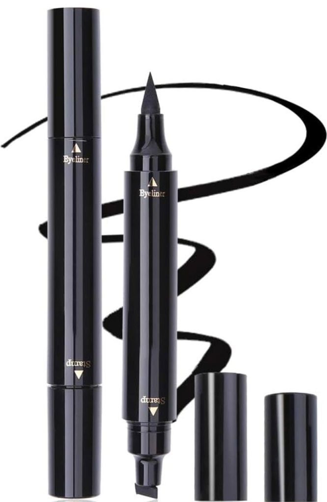 LARYNX Eyeliner Stamp Double-sided Liquid Winged Eye Liner Pen Waterproof Smudgeproof Eyeliner Pen (1 PCS, Black)