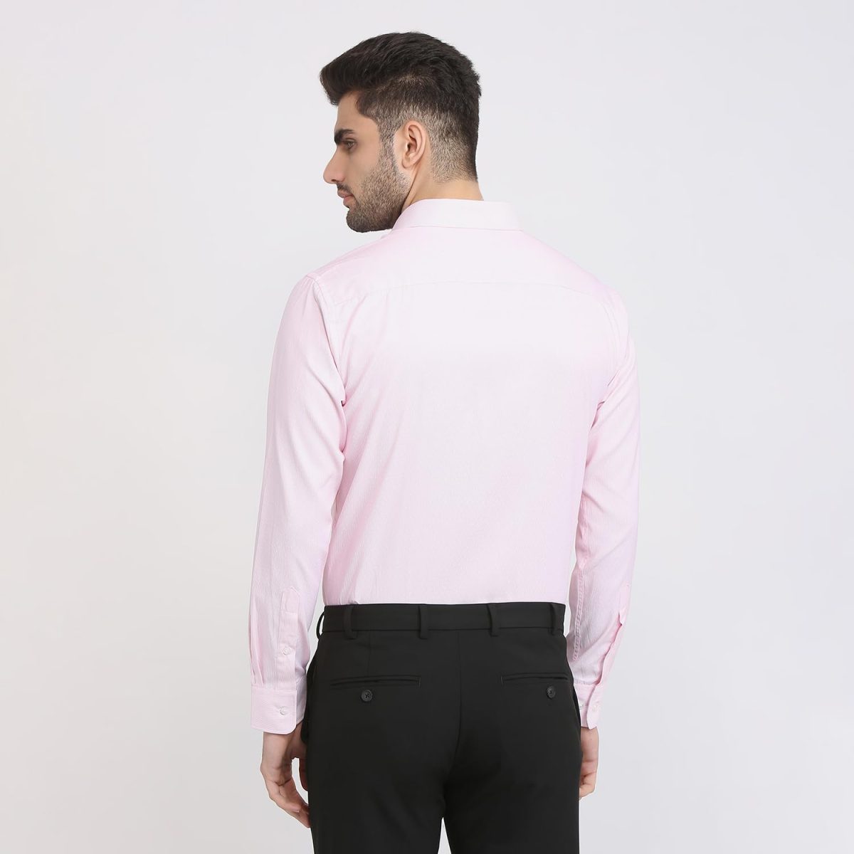 Park Avenue Men Slim Fit Structure Pattern Poly Cotton Blend Semi Cutaway Collar Full Sleeve Formal Shirt - Image 4