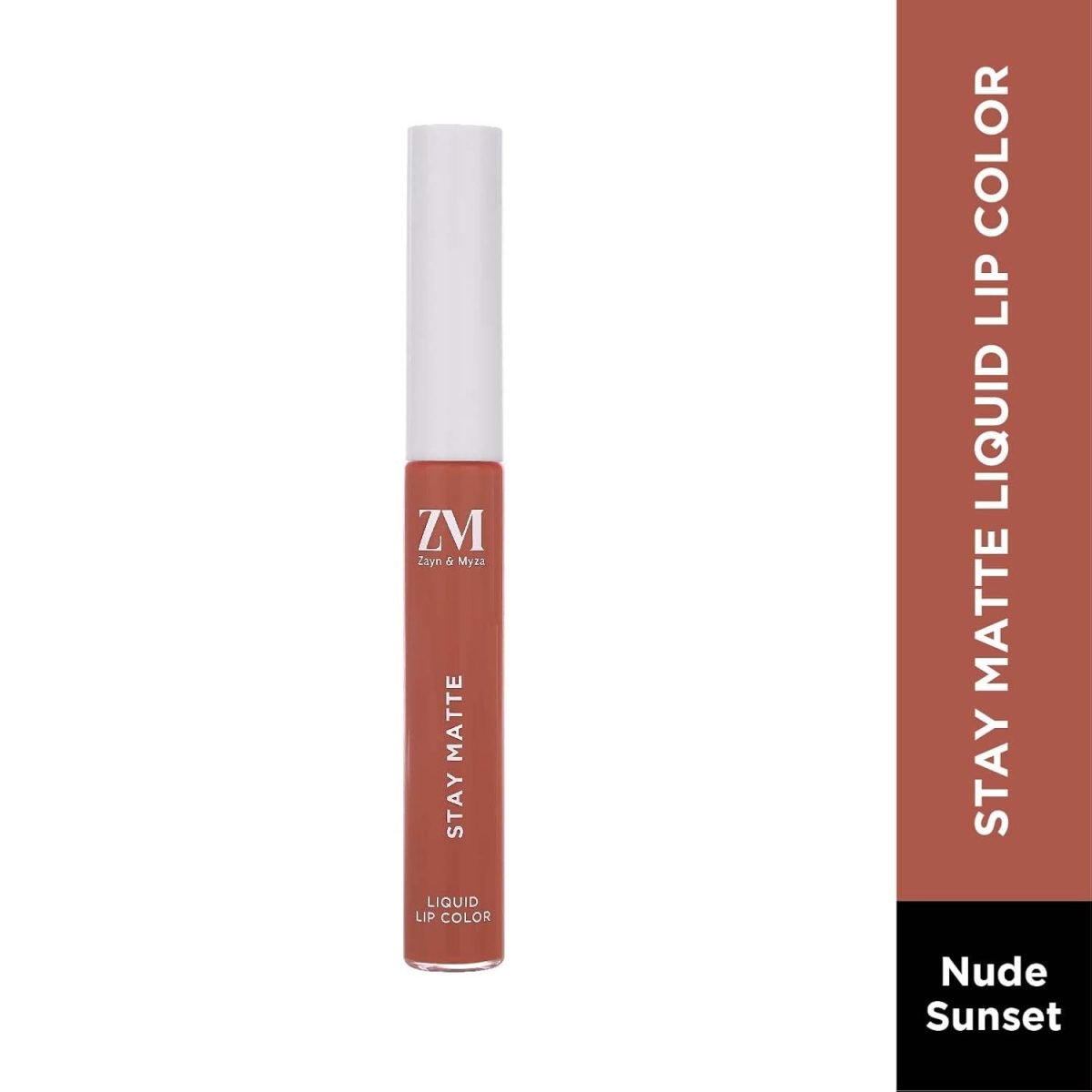 ZM Stay Matte Transfer-proof Lip Color | Matte Texture | Liquid Lipstick | Waterproof and Smudgeproof | Cruelty-free, 6 ML (Nude Sunset) - Image 2
