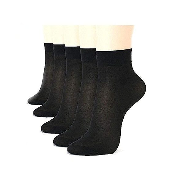 BriKSHi Women's Ultra-Thin Transparent Nylon Summer Ankle Length black Socks (Free Size) K-55