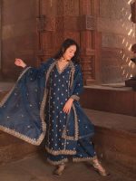 Royal Export Women's Viscose Silk Floral Embroidered Straight Kurta Palazzo with Dupatta (RX99) - Image 2