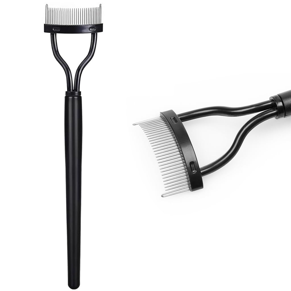 ZIBUYU® Eyelash Comb Post-Mascara Tool, Stainless Steel Teeth, Mascara Separator, Eyelash Grooming Tool, Mascara Clump Tools, Eyelash Defining Tool, Make Up Accessory