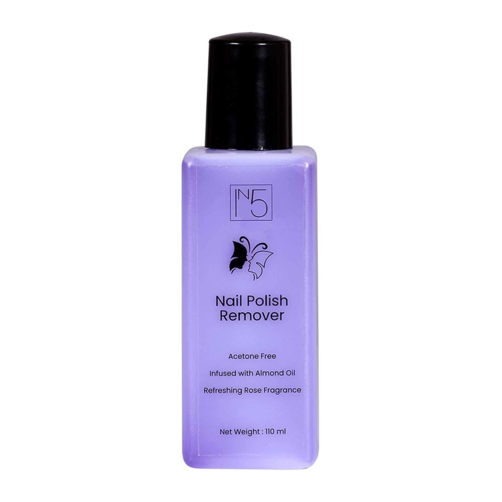YUHME - IN5 Nail Polish Remover - 110 ml | Enriched with Almond Oil | Nail Paint - Art - Beauty - Make up Products | Acetone Free - Paraben free - Cruelty Free | Moisturize & strengthen your nails