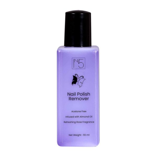 YUHME - IN5 Nail Polish Remover - 110 ml | Enriched with Almond Oil | Nail Paint - Art - Beauty - Make up Products | Acetone Free - Paraben free - Cruelty Free | Moisturize & strengthen your nails