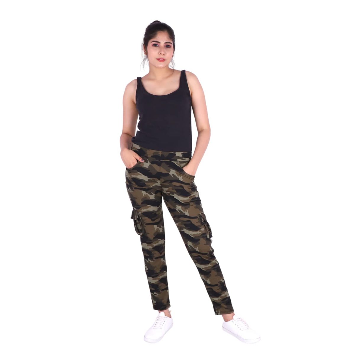 SPENCA Camouflage Dry-Fit Military Women Six Pocket Gym Trackpant,Joggers,Sports Pant | Green - Image 5