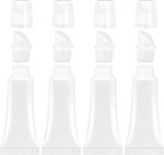 Hunky Dory 4pcs 5ml Transparent Unbreakable Lip Gloss Tubes, Empty Clear Lip Balm Containers Tubes for Cosmetics DIY, Oblique Mouth,Refillable Bottle Cream