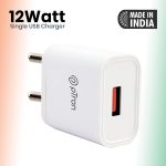 pTron Volta 12W Single Port USB Fast Charger, BIS Certified, Made in India Wall Charger Adapter, Universal Compatibility (1 m Micro USB Cable Included, White) - Image 2