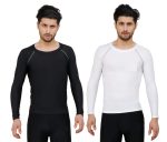 NEVER LOSE Men's Compression Ultima T-Shirt Top Skin Tights Fit Lycra Inner Wear Full Sleeve for Gym Cricket Football Badminton Sports Combo (Pack of 2)