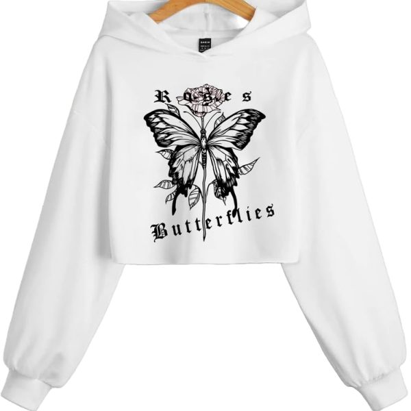 ABSOLUTE DEFENSE Roses Crop Hoodie Women Girl Casual Stylish Latest White Lavender Pink Under 399 499