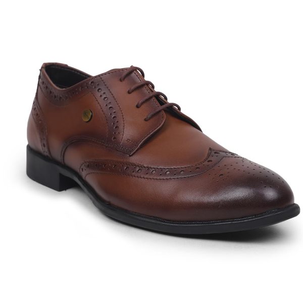 Liberty Fortune BELGIUM01E Men’s Formal Oxford Shoes - Black, Tan - Synthetic Leather Lace-Up with Cushioned Footbed - Stylish Wedding and Office Footwear - Comfortable and Lightweight