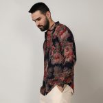 Campus Sutra Men's Polyester Blend Regular Fit Self-Design Striped Shirt for Casual Wear | Spread Collar | Long Sleeve | Button Closure | Shirt Crafted with Comfort Fit for Everyday Wear - Image 3
