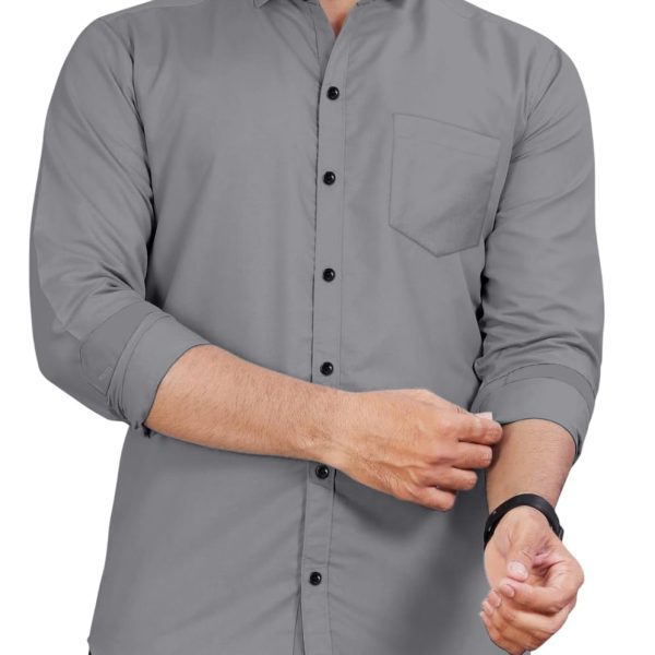 Men's Regular Fit Casual Shirt, Solid Pattern, Comfortable