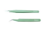 PagKis ESD Safe Anti-Static Tweezers (Green, Pack of 2, Straight & Curved Pointed) - Image 2