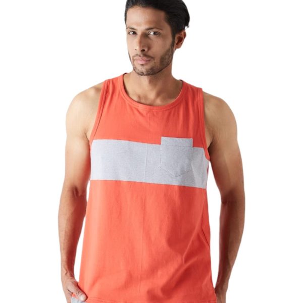 Alan Jones Clothing Men's Cotton Colorblocked Sleeveless Regular Fit T-Shirt