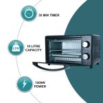 iBELL WAVE10 OTG Oven, 10 Litre, Compact Size, 1200W, Oven, Toaster, Griller, Precise Temperature & Timer Control (Black) - Image 3