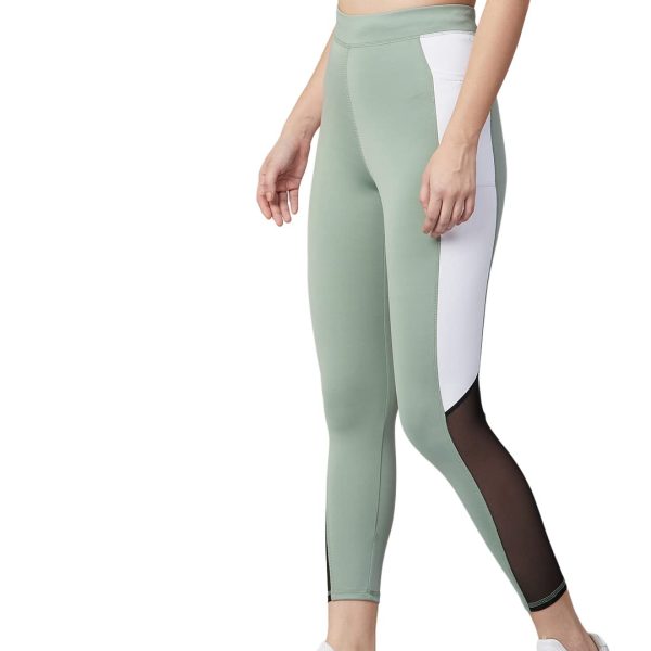BLINKIN Women's Stretch Fit Mid Rise Stretchable Yoga Pants & Gym Pants Workout with Mesh Insert & Side Pockets (1869)