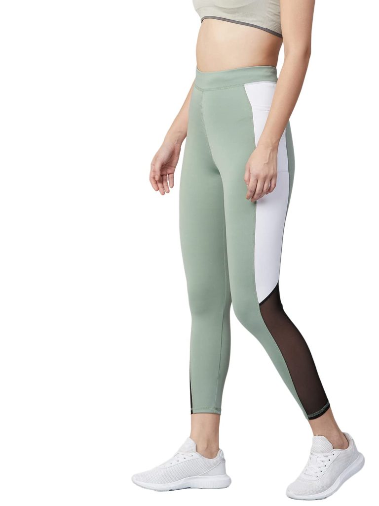 BLINKIN Women's Stretch Fit Mid Rise Stretchable Yoga Pants & Gym Pants Workout with Mesh Insert & Side Pockets (1869)