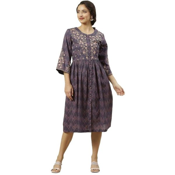 BIBA Women Cotton A-Line Printed Dress