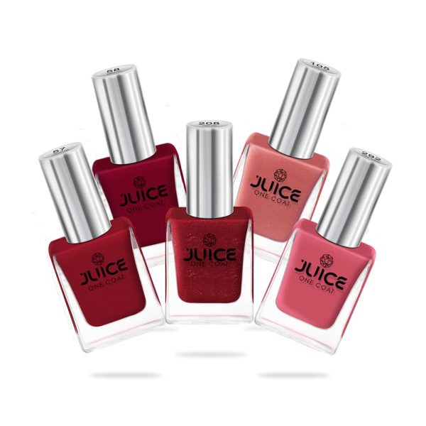 JUICE Quick-dry, Long Lasting, Chip Resistant, Gel Finish, High Gloss, F&D APPROVED COLORS & PIGMENTS Nail Kit, 5 in 1 Combo 29, Gloss