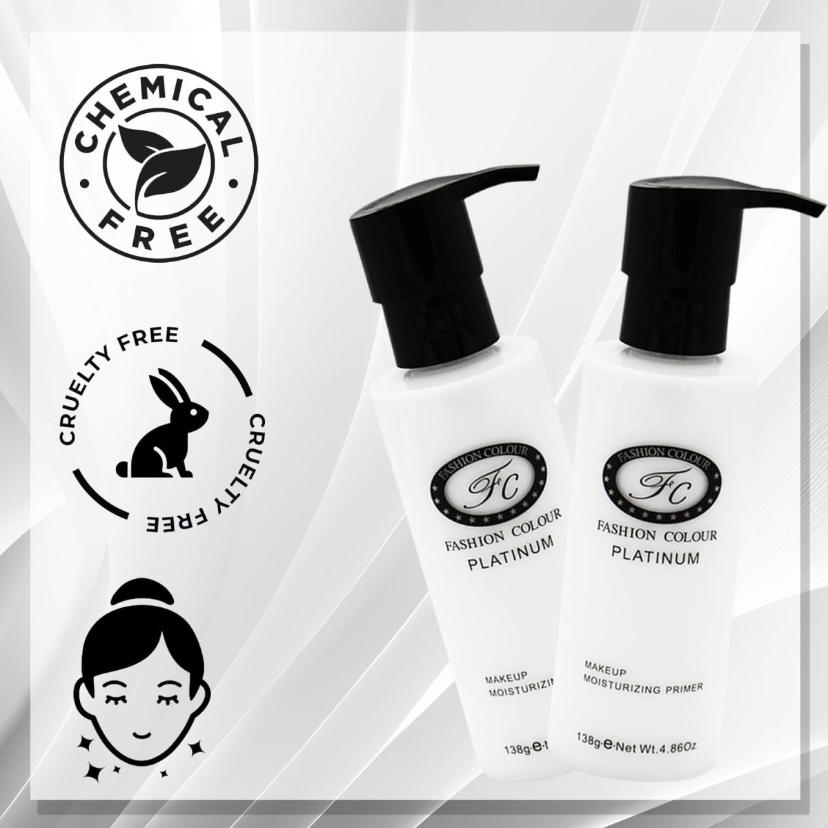 FASHION COLOUR Platinum Makeup Moisturizing Primer | Skin-Hydrating & Moisturising | Oil-Free Formula | Weightless Texture for Flawless Base | Smooth & Long Lasting Makeup | Winter Essential | 135ml - Image 4