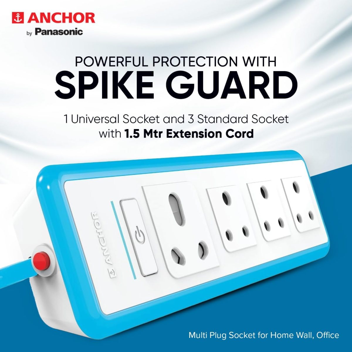 Anchor by Panasonic 16A 4 Socket Extension Board with 1 Universal & 3 Standard Sockets and 1.5 Mtr Extension Cord for Home & Office (22067) - Image 5