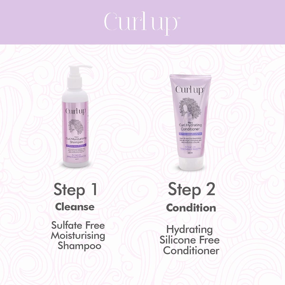 Curl Up Hair Wash Combo with Curly Hair Shampoo And Conditioner - For Dry Frizzy, Wavy & Curly Hair - Sulphate Paraben And Silicone Free - 200ml each (Combo of 2) - Image 3