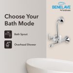 Benelave by Hindware Volga Brass Wall Mixer for Bathroom with Stainless Steel L-Bend Provision for Overhead Shower, Chrome Finish | 7-Year Manufacturer Warranty - Image 4