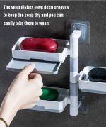 Zollyss Super Powerful Self-Adhesive 3 Layer Soap Dish Holder For Bathroom Shower And Kitchen Wall Mounted Rotatable Soap Holder Saver Box Storage(Metal;Acrylic;Stone, Off-White) - Image 2