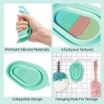 Silicone Makeup Brush Cleaning Mat Set Brush Cleaner Pad Makeup Brush Cleaning Plate Travel Home Use Portable Washing Tool Scrubber with 4 Textures (1ps/Multicolour) - Image 4